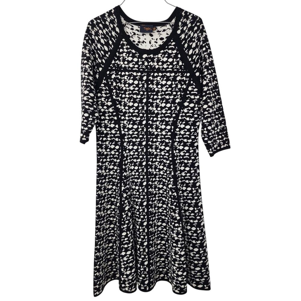 JUST TAYLOR Black and White Sweater Dress Womens Size Large L